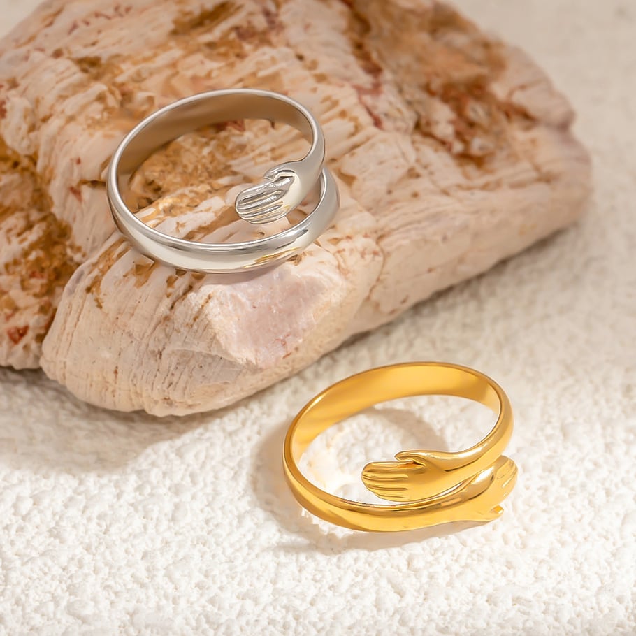 Anillos ajustables para mujer de acero inoxidable color dorado con figura romántica de 1 pieza Imagen7