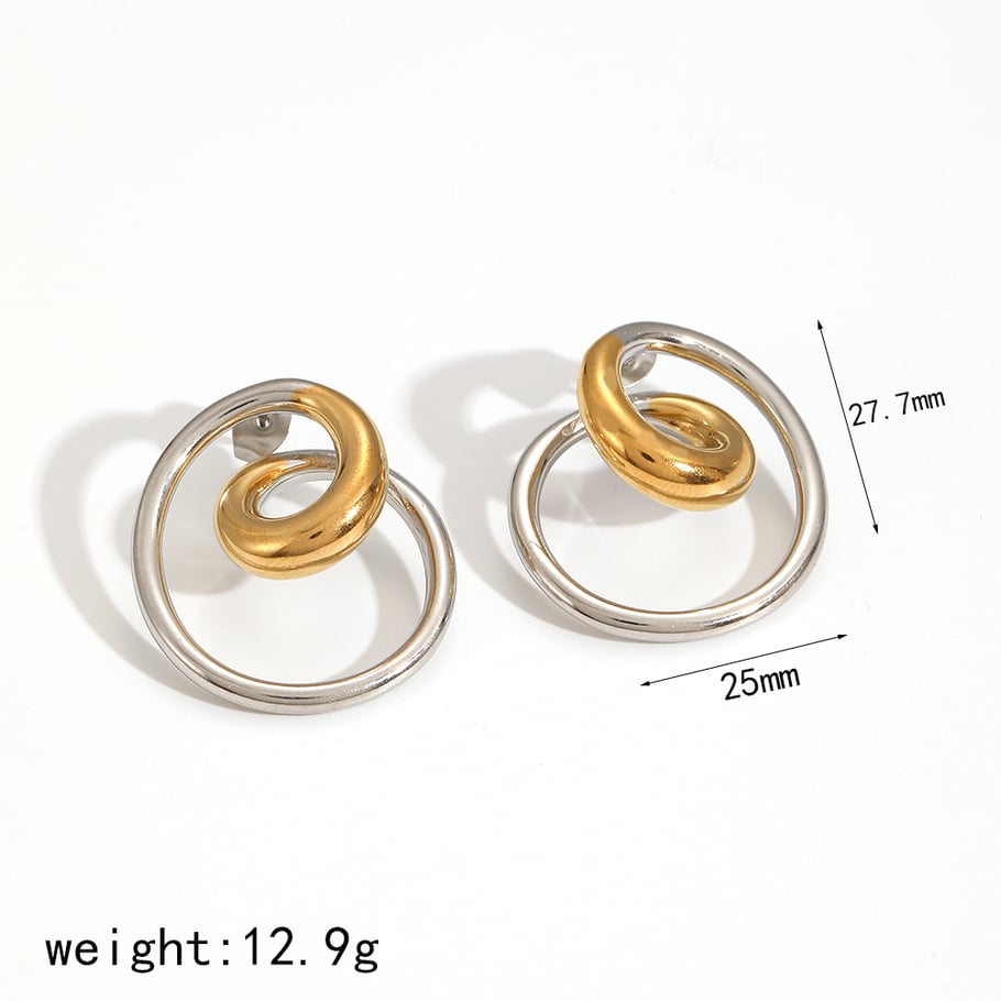 1 Pair Modern Style Irregular Spiral Shape Gold Color Stainless Steel Women's Stud Earrings Picture7