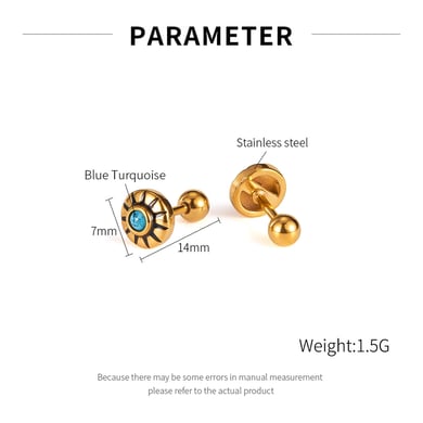 1 Pair Delicate Sun Pattern Stainless Steel Men's Stud Earrings h5 Picture7