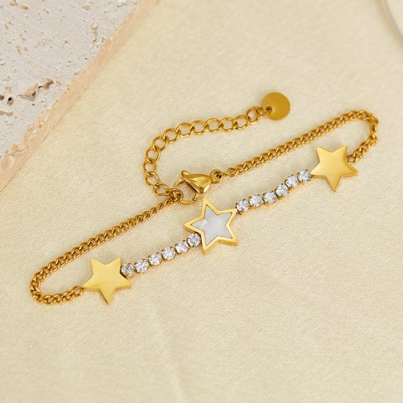 1 Piece Classic Series Daily Star Shape Stainless Steel Gold Color Women's Chain Bracelets 2