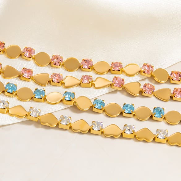 1 Piece Luxurious Series Elegant Heart Shape Delicate Titanium Steel Gold Color Women's Chain Bracelets 2