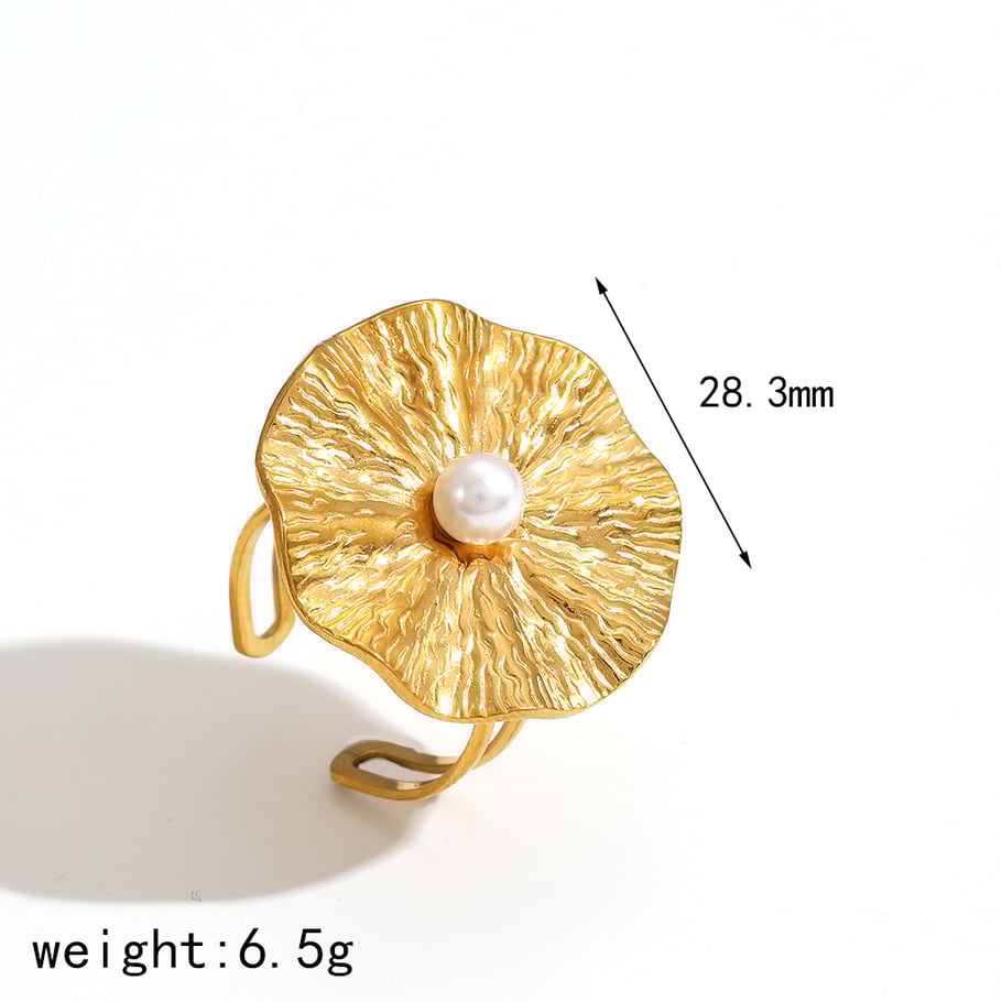 1 Pair Classic Series Retro Hammered Texture Circle Stainless Steel Gold Color Women's Earrings Set Picture6