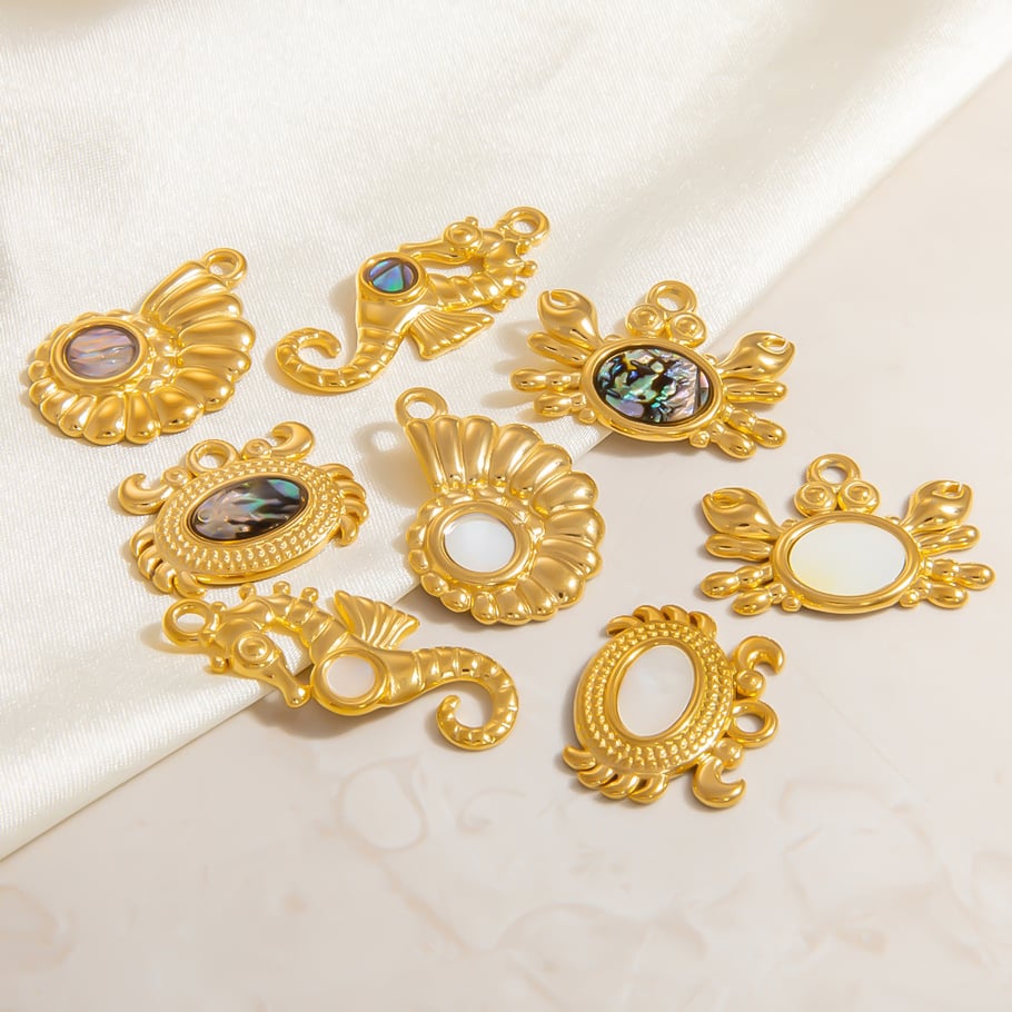 1 Piece Classic Series Delicate Marine Organism Shape Conch Stainless Steel Gold Color Women's Pendants h5Picture4