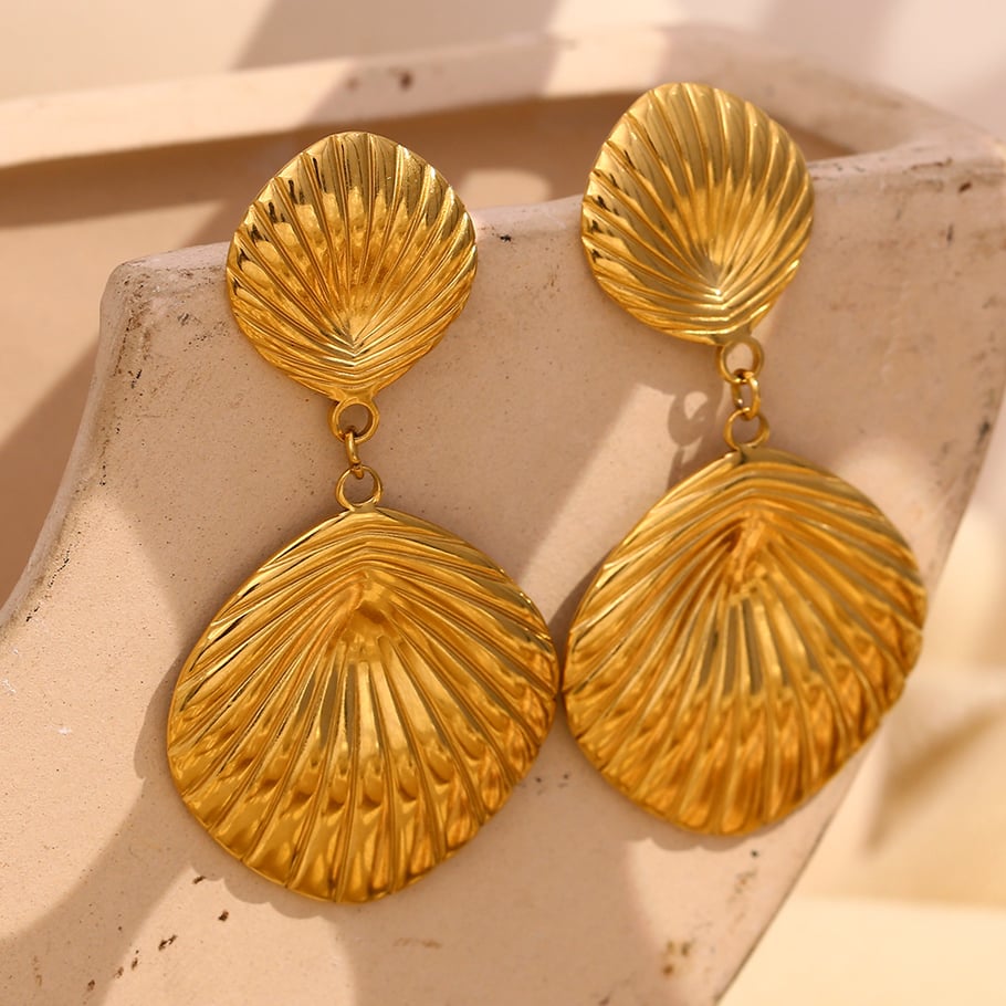 1 Pair Luxurious Series Natural Turtle Stainless Steel   Gold Color  Women's Drop Earrings Picture6