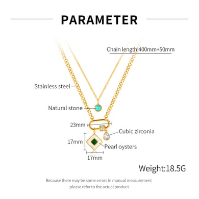 Collares en capas de acero inoxidable dorados con diseño geométrico diario de serie simple de 1 pieza para mujer h5 Imagen6