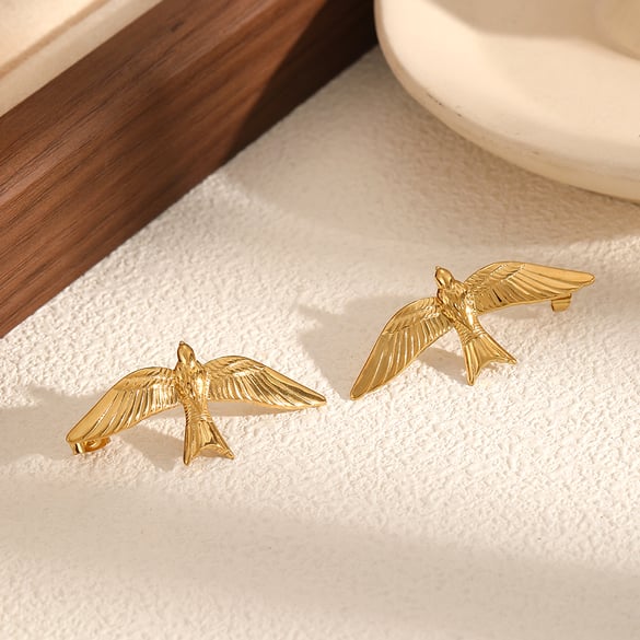 1 paire de boucles d&#39;oreilles à tige en acier inoxydable couleur or pour femme, style animal, série simple 2