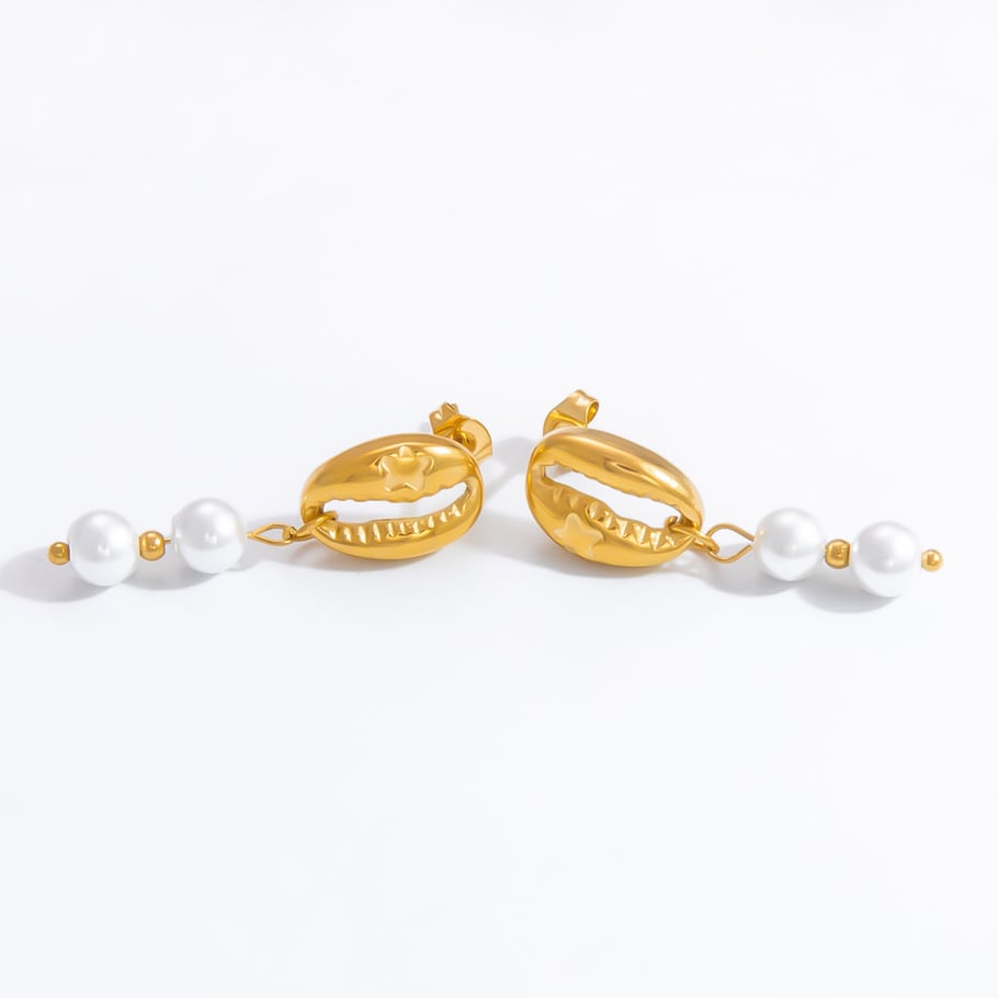 1 par de elegantes pendientes colgantes de acero inoxidable dorados con forma de tortuga para mujer. Imagen8