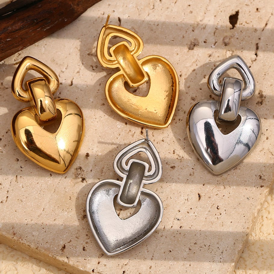 1 Pair Romantic Series Sweet Love/Heart Shape Stainless Steel   Gold Color  Women's Drop Earrings Picture5