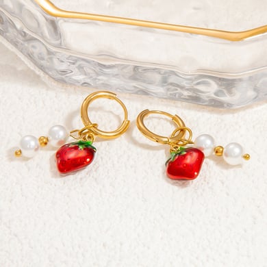 1 par de pendientes colgantes de acero inoxidable con diseño de planta de vacaciones románticas para mujer, de cristal  h5 Imagen10