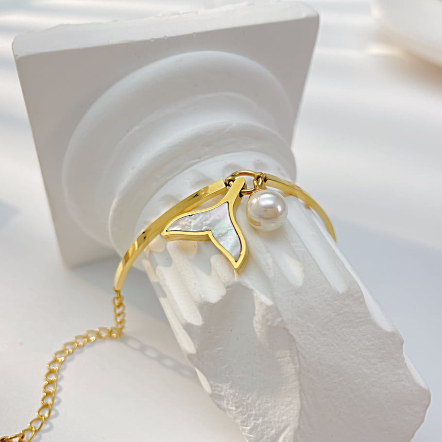 1 Stück Simple Series Tägliche geometrische Edelstahl Gold Farbe Damen Charm Armbänder Bild6