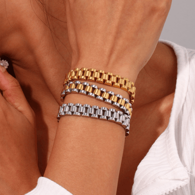 1 Piece Minimalist Series Chain Watchband Stainless Steel Gold Color Unisex Chain Bracelets h5 Picture3