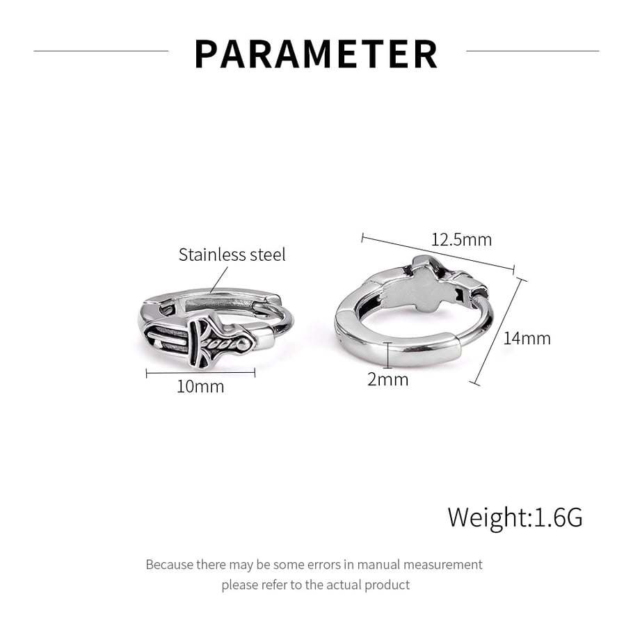 Modern Sword Stainless Steel Men's Stud Earrings Picture5