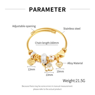 1 pieza de pulseras de acero inoxidable con diseño de animales lindos para mujer h5 Imagen7
