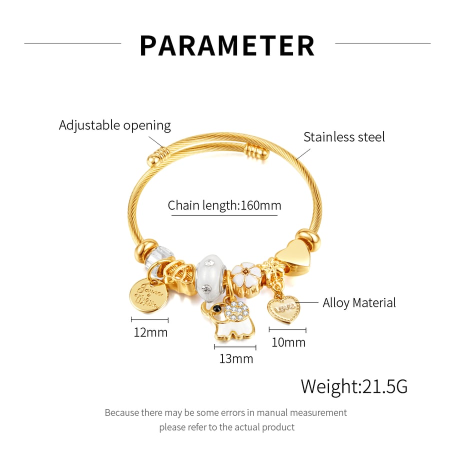 1 pieza de pulseras de acero inoxidable con diseño de animales lindos para mujer Imagen7