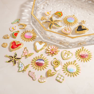 1 pieza de colgante de tortuga de vacaciones de acero inoxidable color dorado para mujer de la serie romántica h5 Imagen4