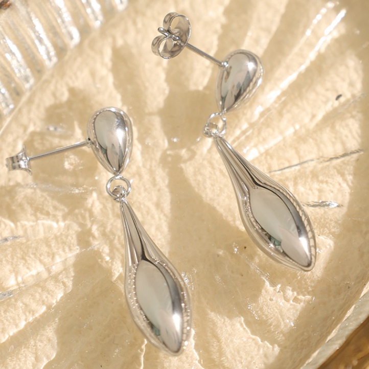 1 Pair Minimalist Series Chic Irregular Droplet Shape Stainless Steel Gold Color Women's Drop Earrings Picture6