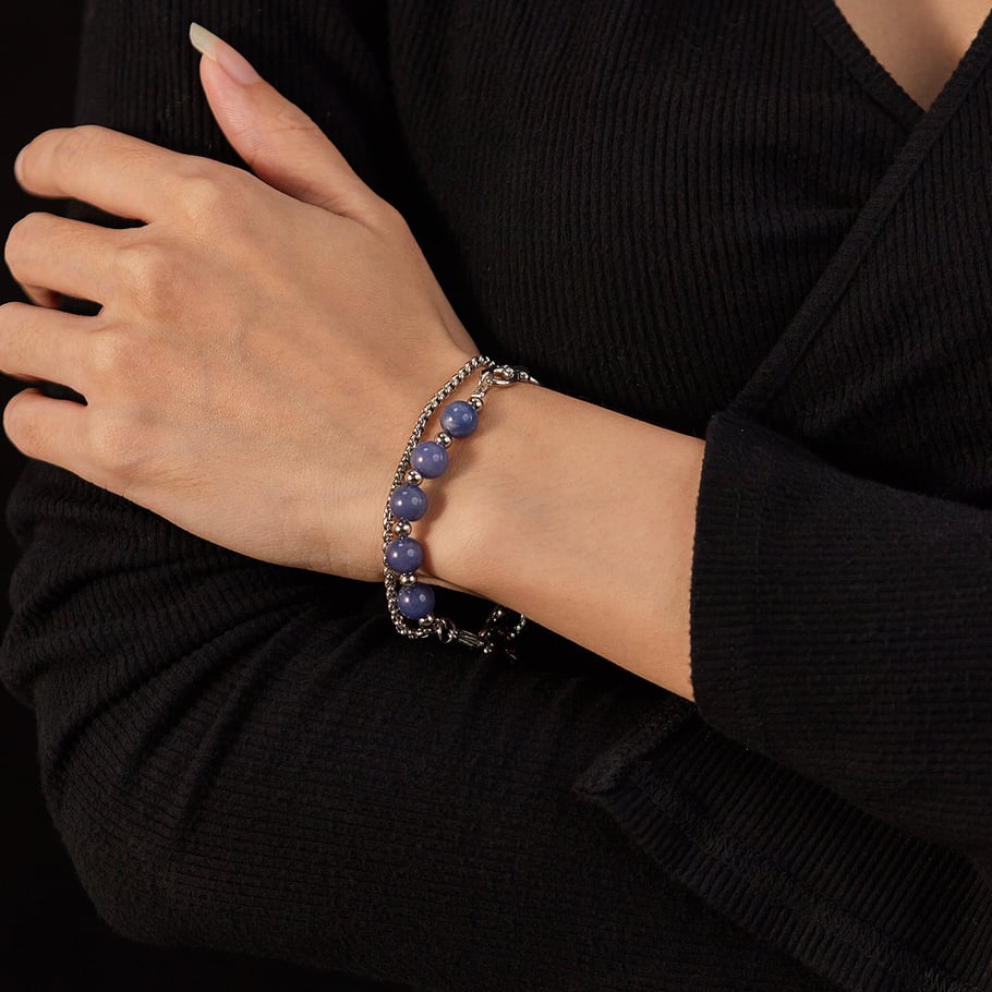 Daily Annular Stainless Steel Aventurine Quartz Men's Chain Bracelets Picture5