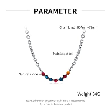 Versatile Colorful Natural Stone Stainless Steel Men's Chain Necklaces h5 Picture7