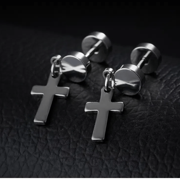 All-Match-Kreuz-Ohrstecker aus Edelstahl für Herren 2