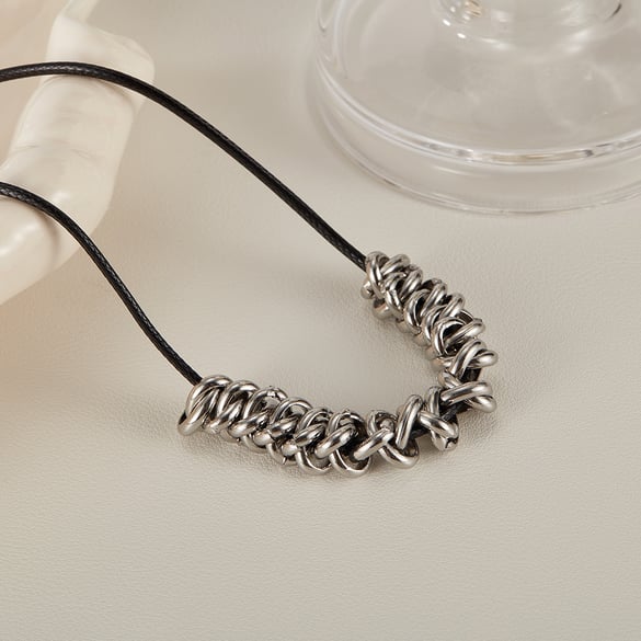 Rope Patchwork Stainless Steel Men's Chain Necklaces 2
