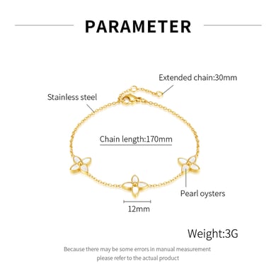 Pulsera de cadena para mujer de acero inoxidable con diseño geométrico diario, serie simple, color dorado, 1 unidad h5 Imagen8