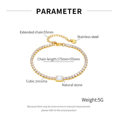 pulsera de cadena de acero inoxidable para mujer, de 1 pieza, con diseño geométrico diario,  h5 Imagen8