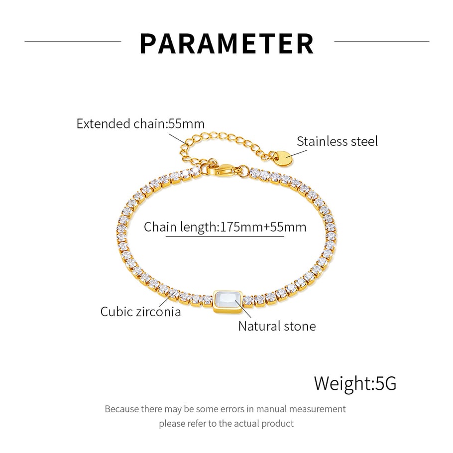 pulsera de cadena de acero inoxidable para mujer, de 1 pieza, con diseño geométrico diario,  Imagen8