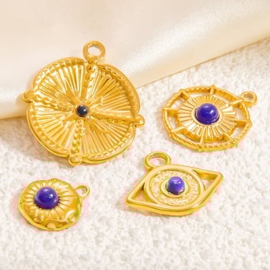 1 Stück Romantische Serie Retro Auge Edelstahl Gold Farbe Damen Anhänger h5 Bild4