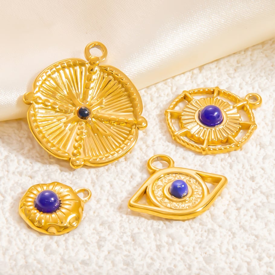 1 Stück Romantische Serie Retro Auge Edelstahl Gold Farbe Damen Anhänger Bild4