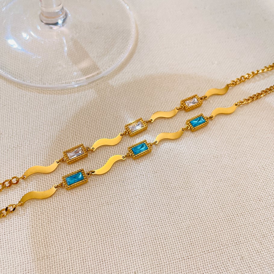 1 pezzo semplice serie giornaliera geometrica in acciaio inossidabile color oro zircone braccialetti a catena da donna Immagine10