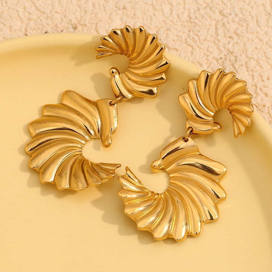 1 Paar Luxuriöse Serie Retro Einfarbig Edelstahl Gold Farbe Damen Tropfen Ohrringe Bild6