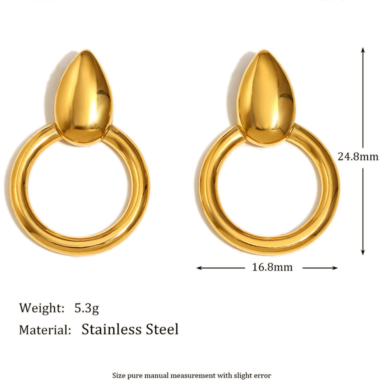 1 Pair Simple Series Classic Geometric Stainless Steel   Gold Color  Women's Drop Earrings Picture9