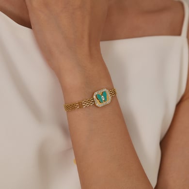 pulsera de cadena de acero inoxidable para mujer, de 1 pieza, con diseño geométrico diario,  h5 Imagen5