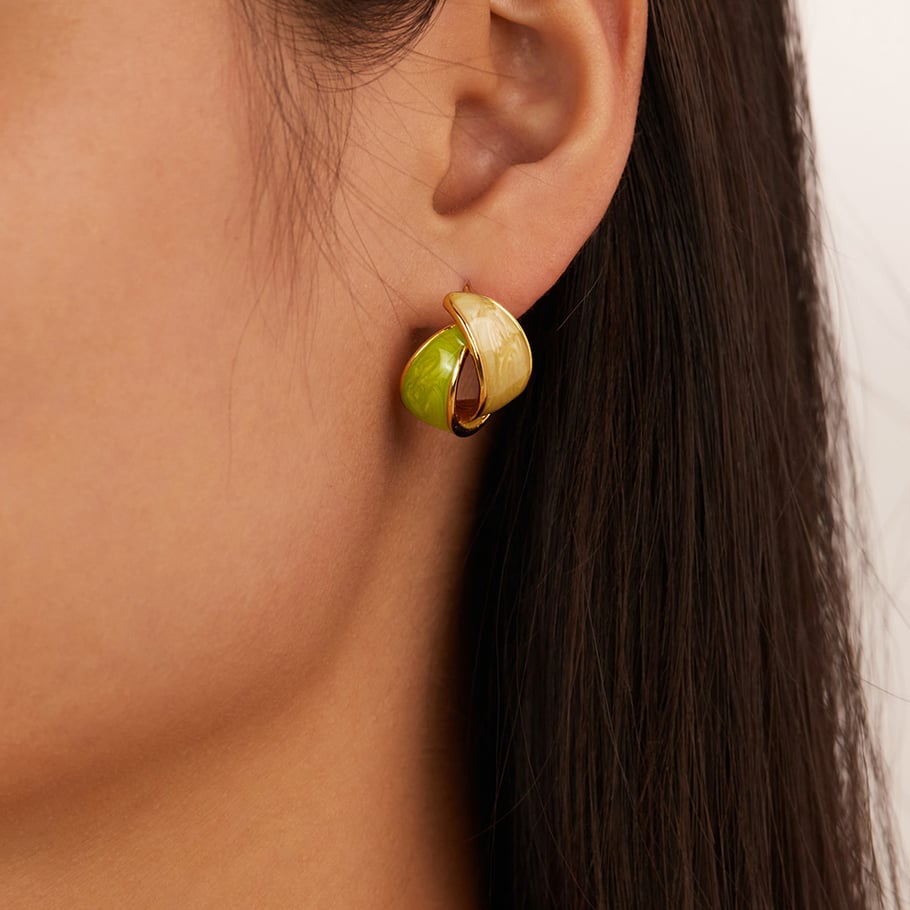 1 par de pendientes de botón geométricos diarios de acero inoxidable color dorado para mujer Imagen7