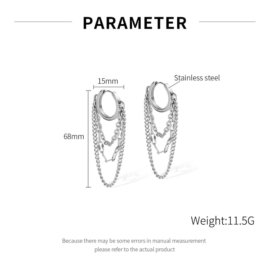 Fashionable Series tassels Stainless Steel Men's Hoop Earrings Picture8