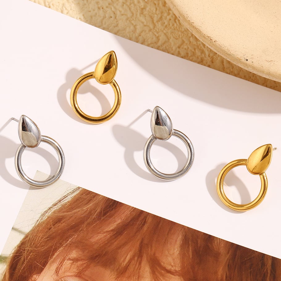 1 Pair Simple Series Classic Geometric Stainless Steel   Gold Color  Women's Drop Earrings Picture5