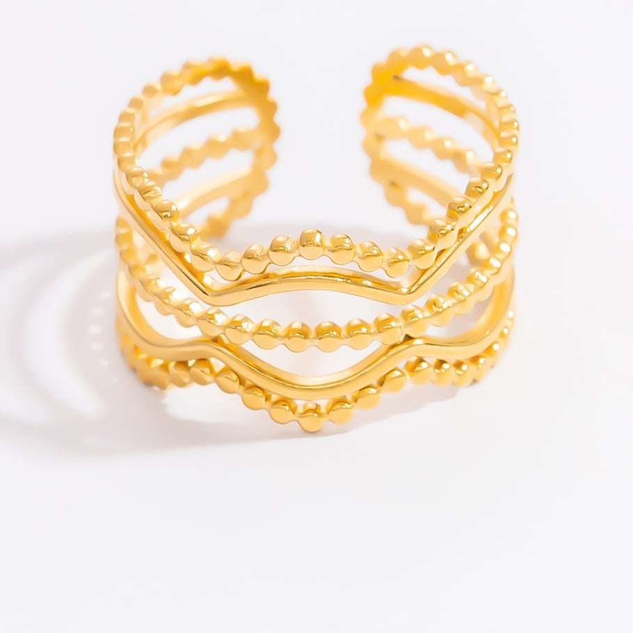 Anillos ajustables para mujer de acero inoxidable color dorado con tira elegante de serie clásica de 1 pieza Imagen11