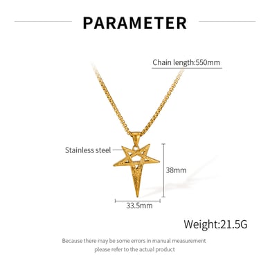 Punk Five-pointed Star Stainless Steel Men's Pendant Necklaces h5 Picture6