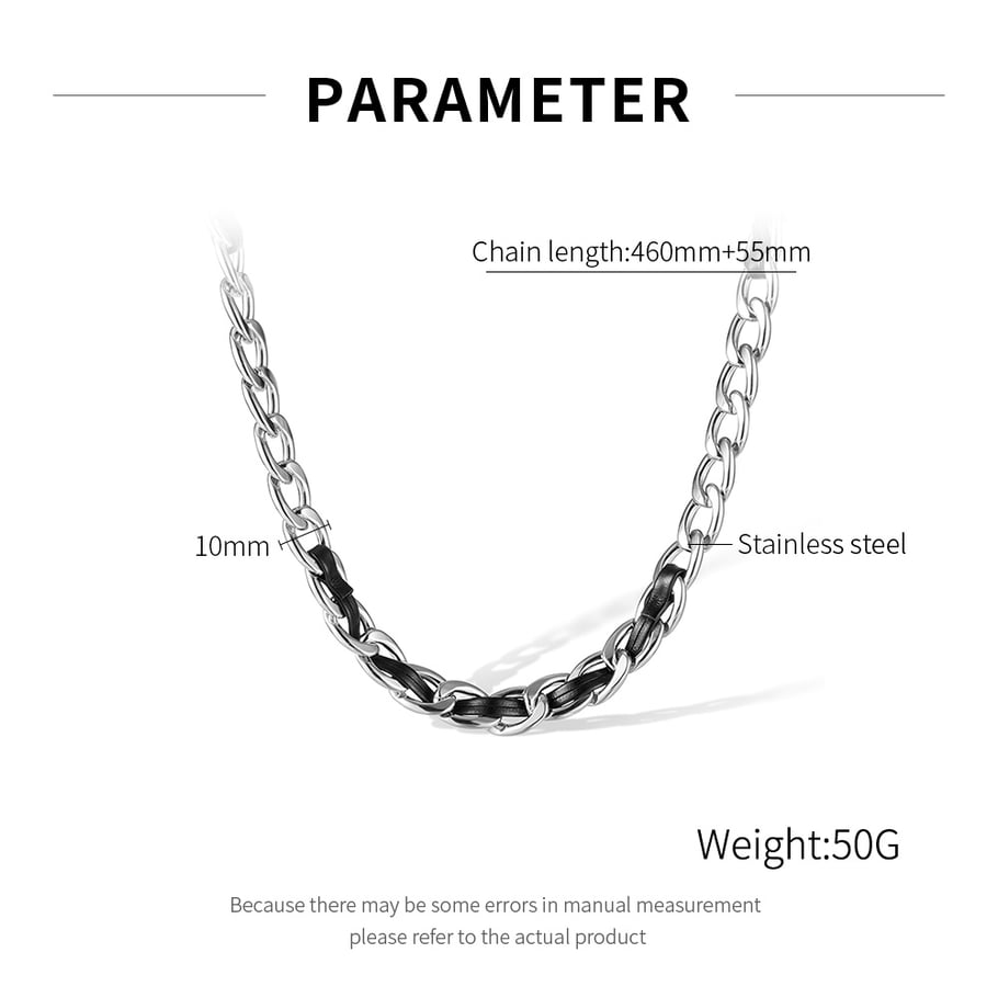 1 Piece Classic Coriaceous Chain Stainless Steel Men's Chain Necklaces Picture7