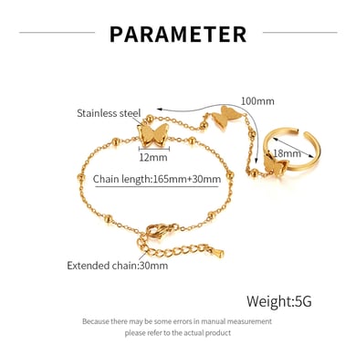 1 Piece Designable Series Daily Butterfly Stainless Steel Gold Color Women's Charm Bracelets With Ring h5 Picture7