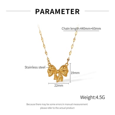 Collar con colgante de acero inoxidable con nudo de lazo elegante de serie simple de 1 pieza para mujer h5 Imagen7
