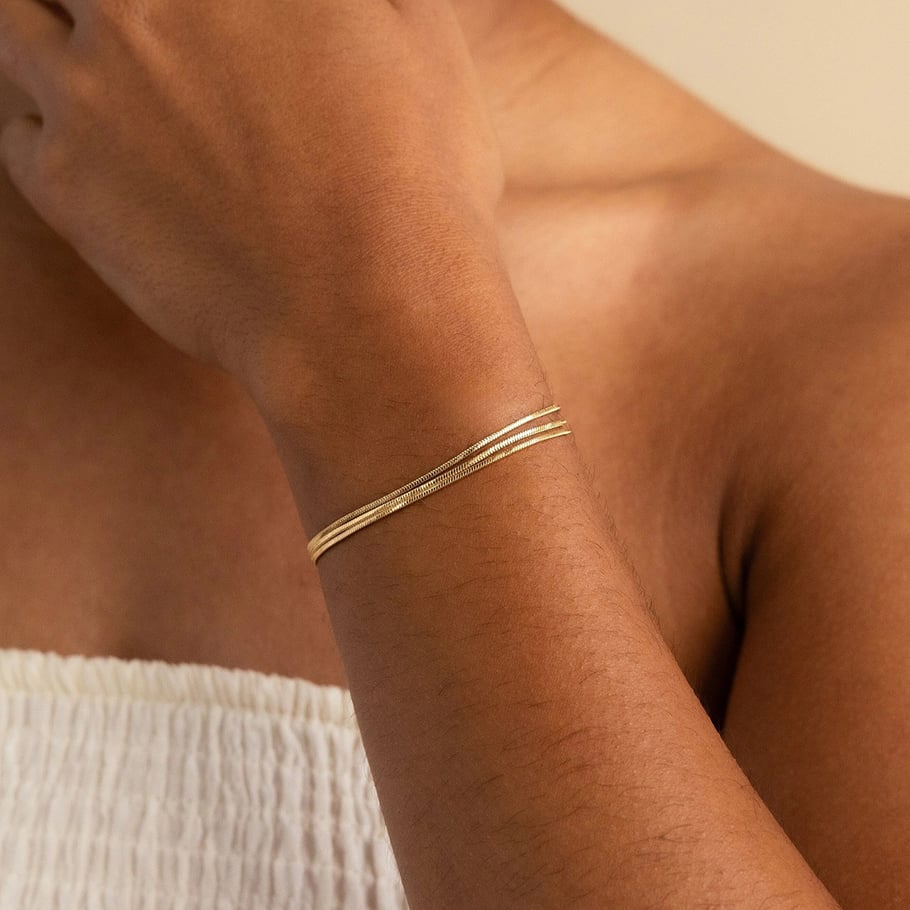1 Piece Elegant Series Delicate Line Stainless Steel Gold Color Women's Chain Bracelets Picture4