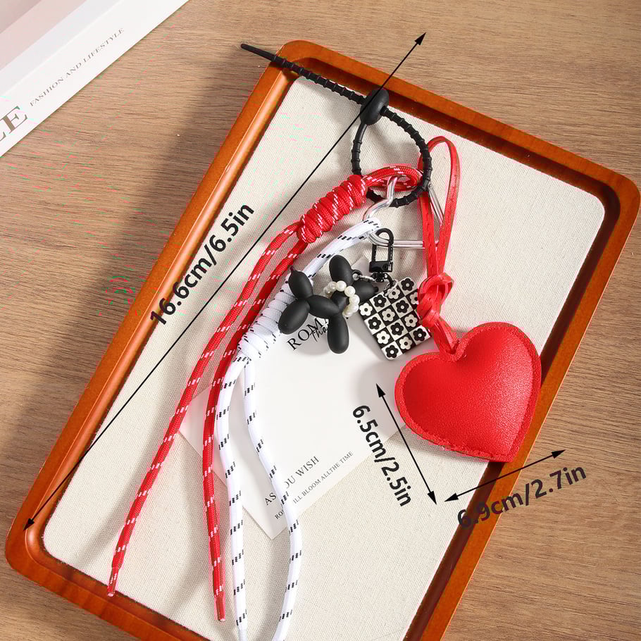 1 Stück Simple Series Daily Heart PU Damen Taschenanhänger Bild6