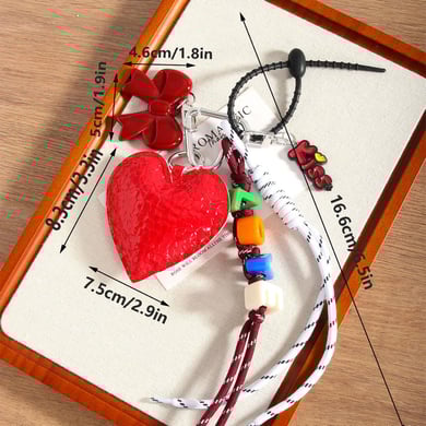 1 Piece Romantic Series Water Ripple Pattern Red Sweet Heart Fabric Women's Bag Charms h5 Picture6