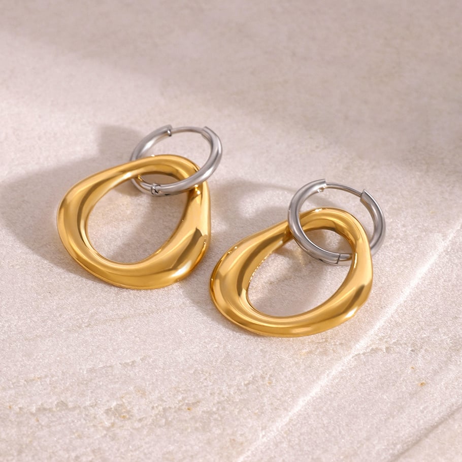 1 Pair Simple Series Simple Geometric Stainless Steel 18K Gold Plated Women Drop Earrings Picture4