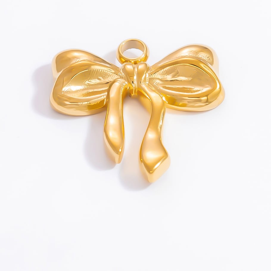 1 par de colgantes de acero inoxidable chapados en oro de 18 quilates con nudo de lazo dulce de serie simple para mujer Imagen4