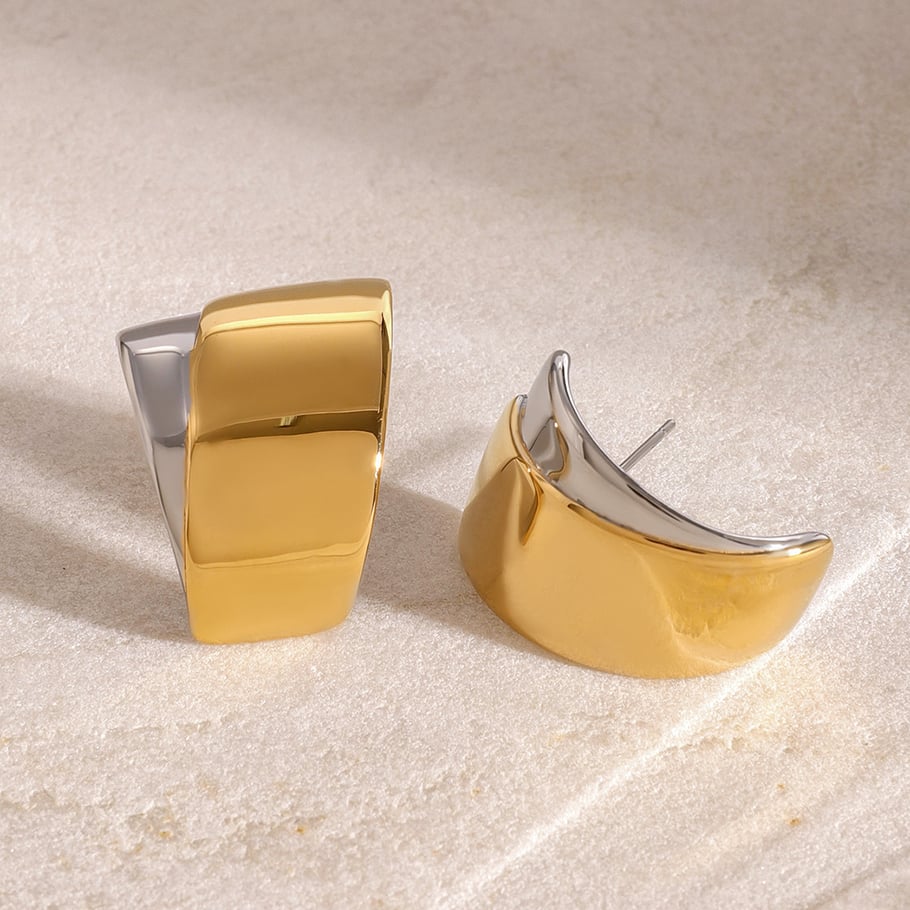 1 Pair Simple Series Casual Geometric Stainless Steel 18K Gold Plated Women Stud Earrings Picture4