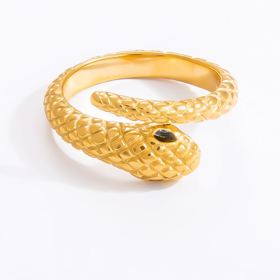 1 Piece Luxurious Series Retro Snake Shape Designable Stainless Steel Gold Color Women's Single Rings Picture9