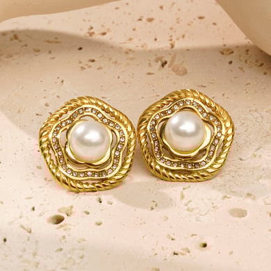 1 Paar Luxuriöse Serie Retro Geometrische Titan Stahl Gold Farbe Damen Ohrstecker h5 Bild3