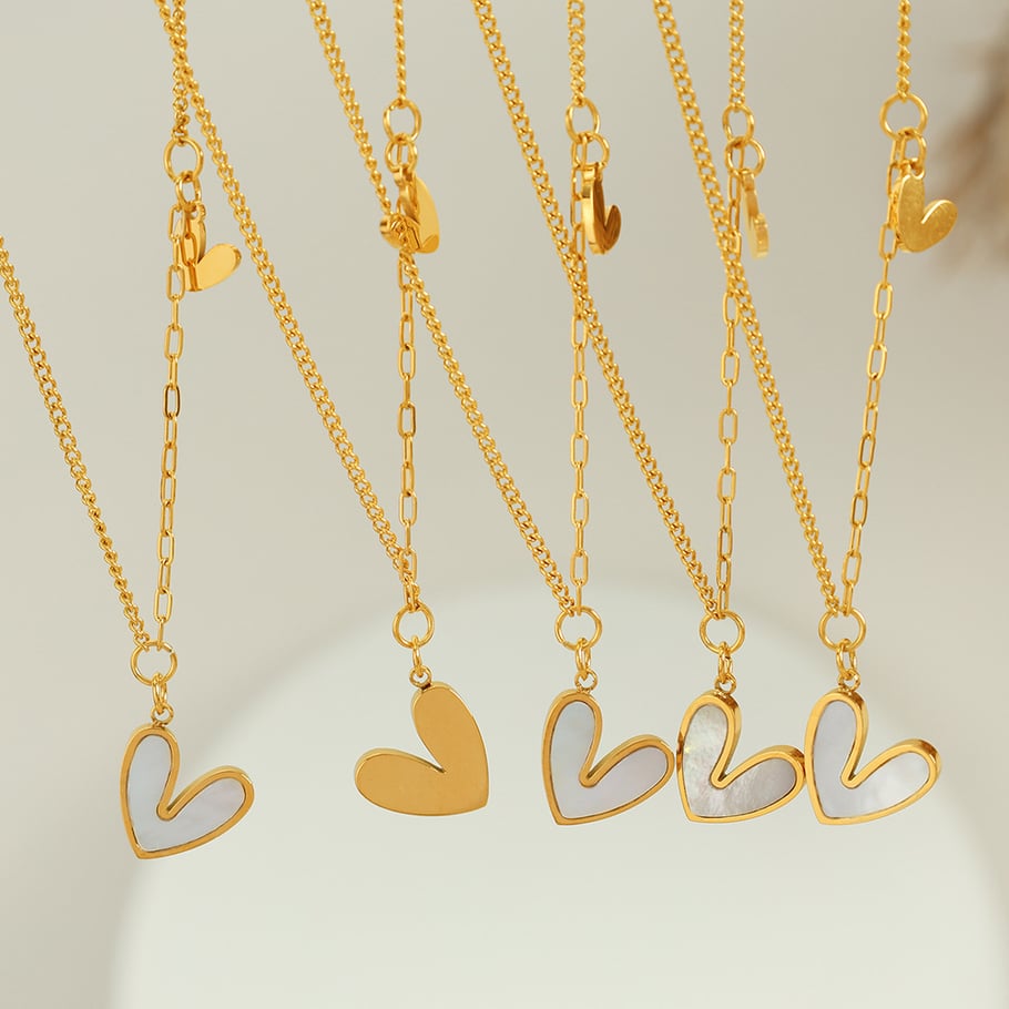 1 Piece Simple Series Simple Heart Stainless Steel 18K Gold Plated Shell Women Pendant Necklaces Picture5